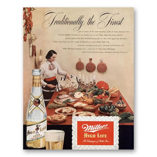 1951 Miller Beer Taste Tempting Foods Latin America Vintage Magazine Print Ad