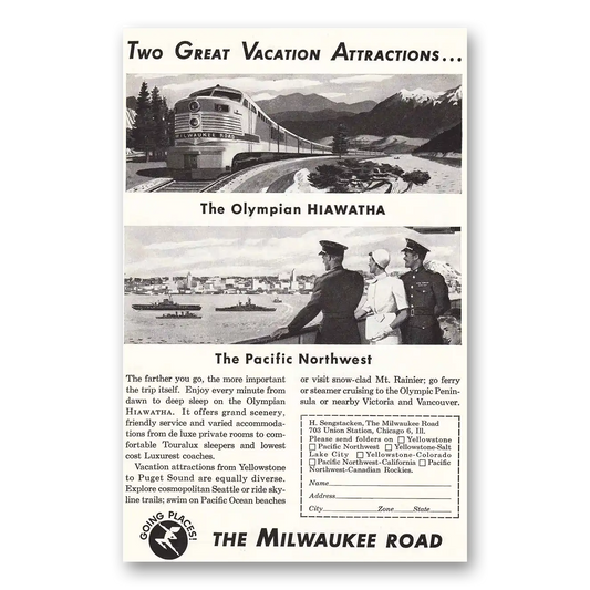 1951 Milwaukee Road Olympian Hiawatha Vintage Magazine Print Ad