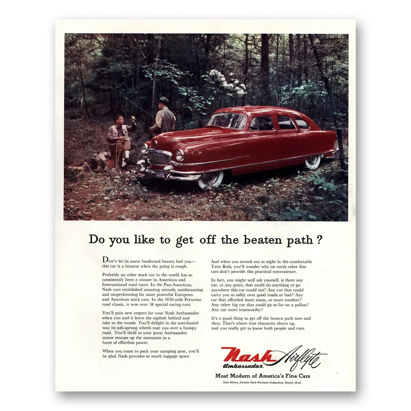 1951 Nash Motors Get Off the Beaten Path Vintage Magazine Print Ad