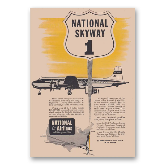 1951 National Airlines National Skyway 1 Vintage Magazine Print Ad