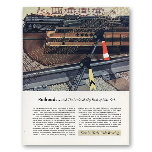 1951 National City Bank New York Railroads Million Tons of Freight Vintage Magazine Print Ad