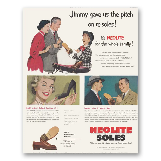 1951 Neolite Soles Jimmy Gave Us the Pitch Vintage Magazine Print Ad