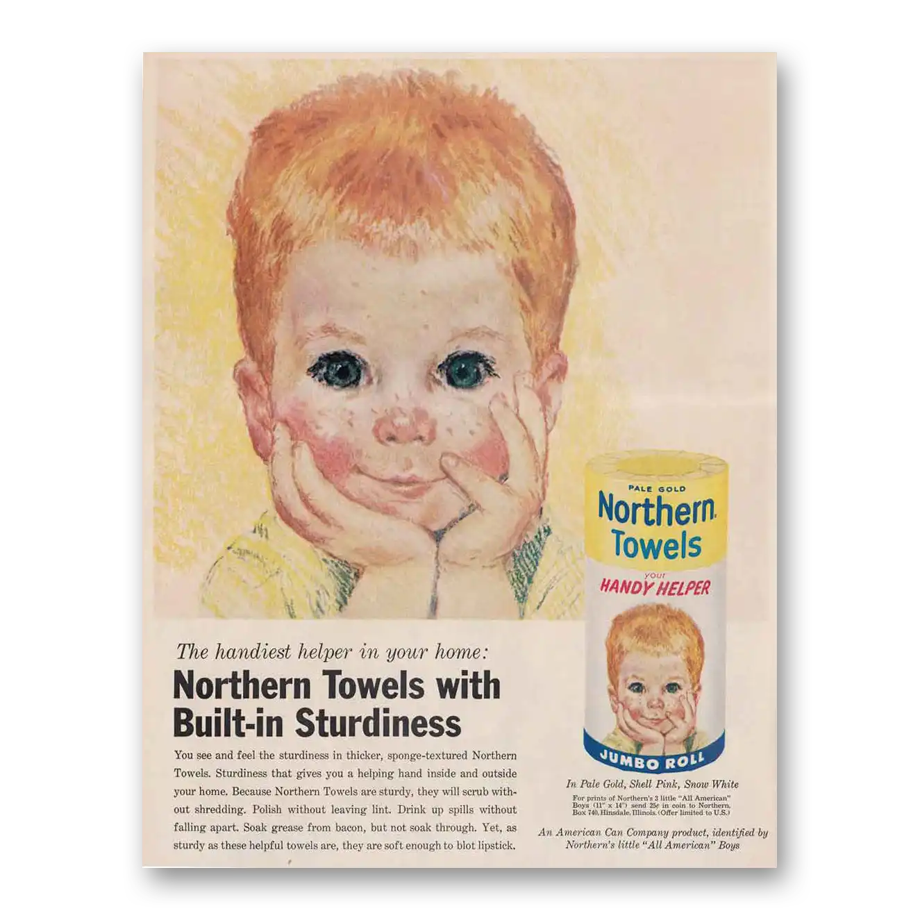 1951 Northern Towels Northern Towels All American Boys Vintage Magazine Print Ad