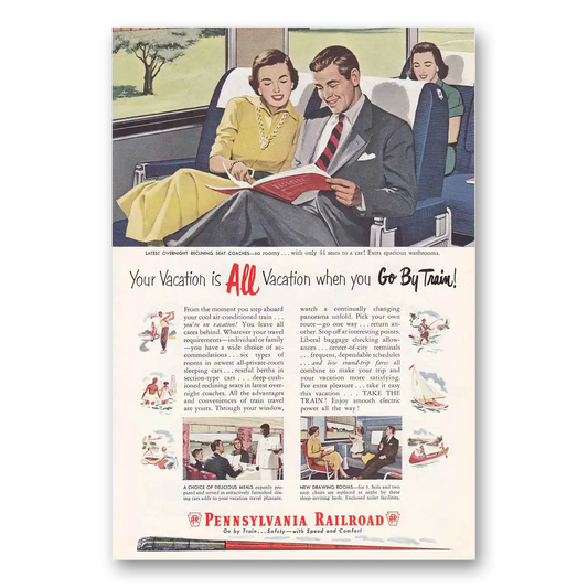 1951 Pennsylvania Railroad Your Vacation Is All Vacation Vintage Magazine Print Ad