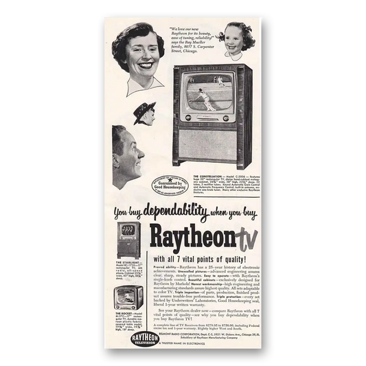 1951 Raytheon TV Constellation Baseball Vintage Magazine Print Ad