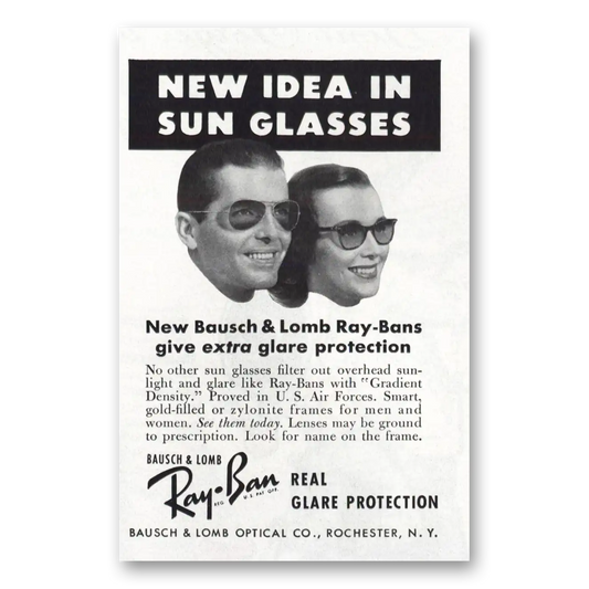 1951 Ray Ban Sun Glasses New Idea In Sun Glasses Vintage Magazine Print Ad