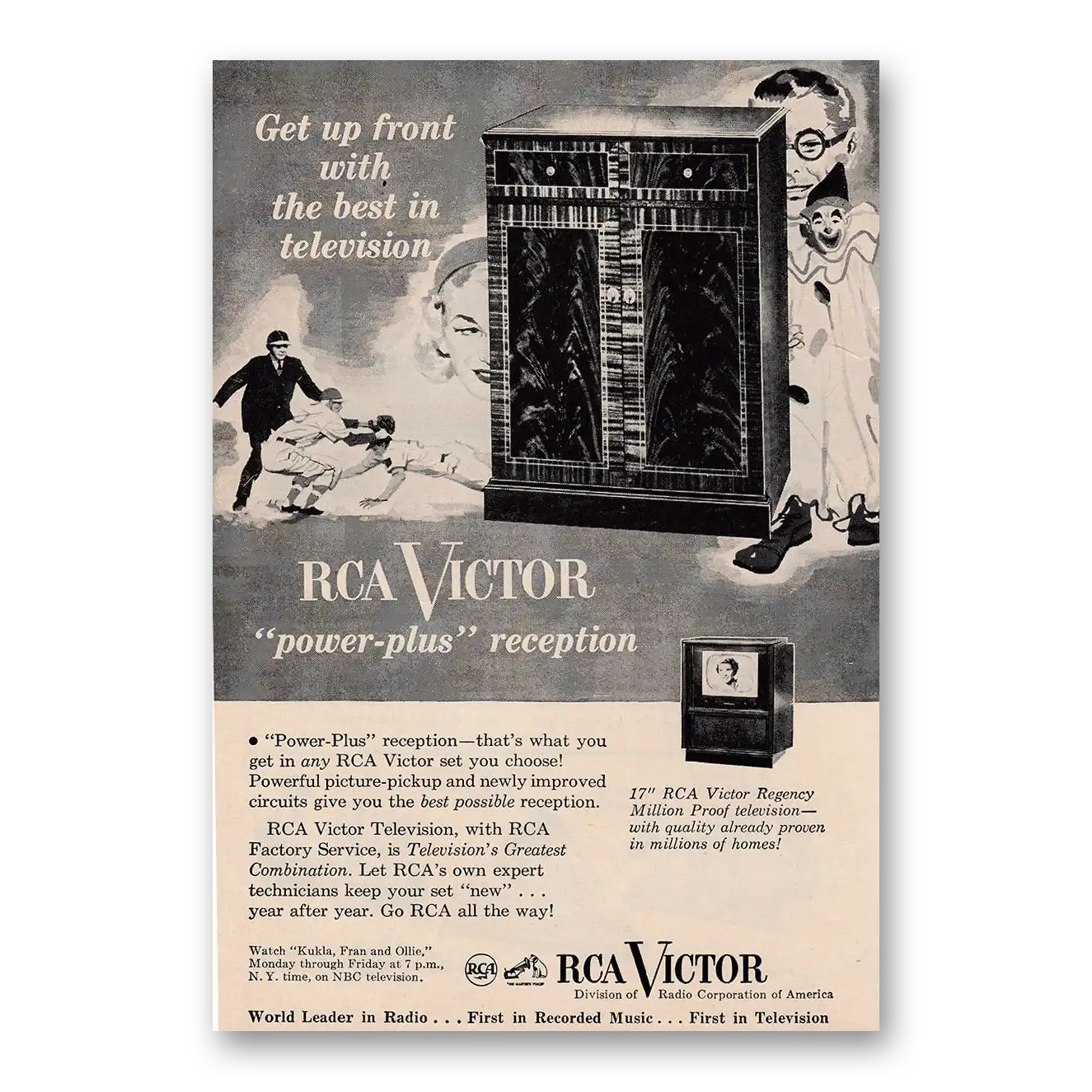 1951 RCA Victor Television Power Plus Reception Vintage Magazine Print Ad