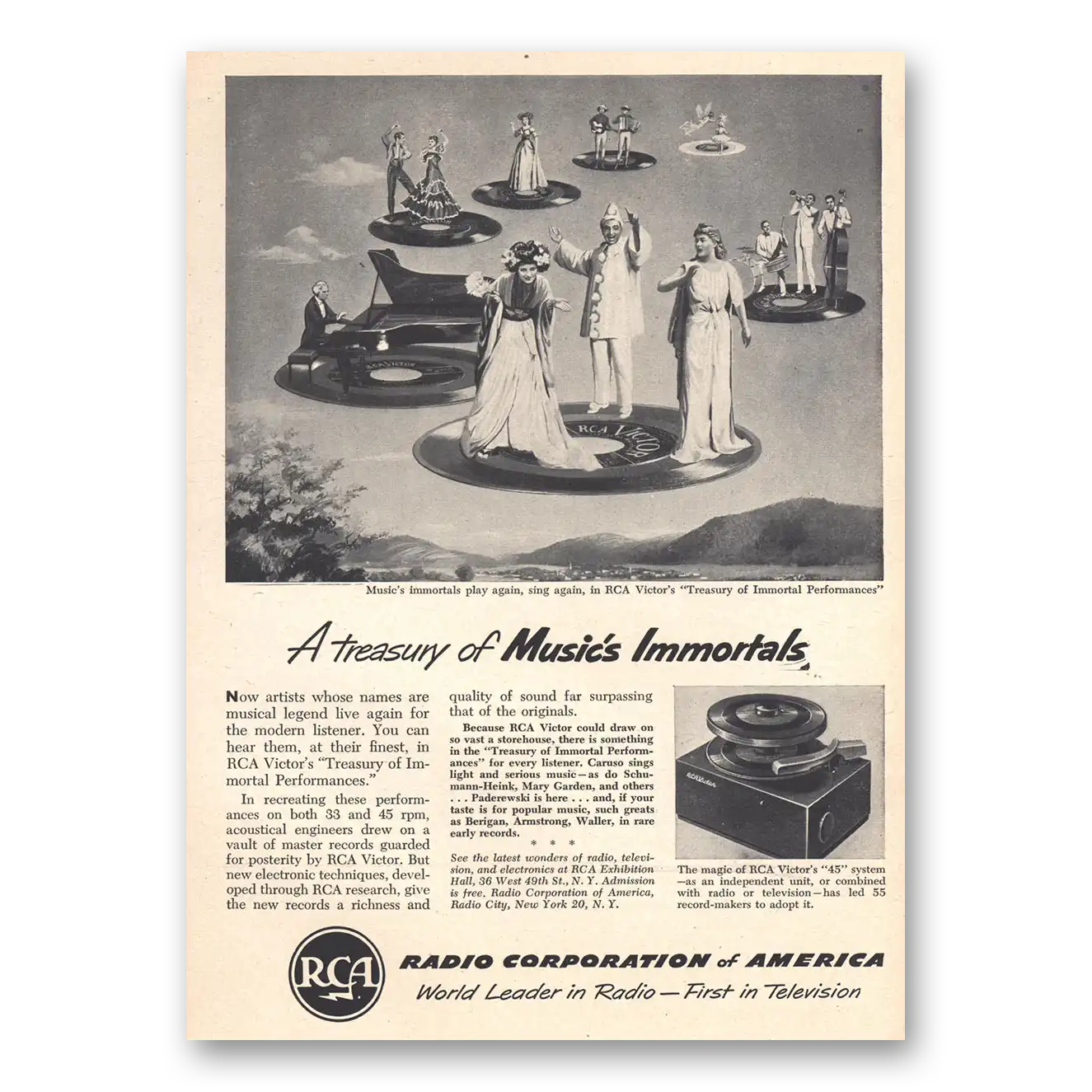 1951 RCA Radios Treasury of Music Immortals Vintage Magazine Print Ad