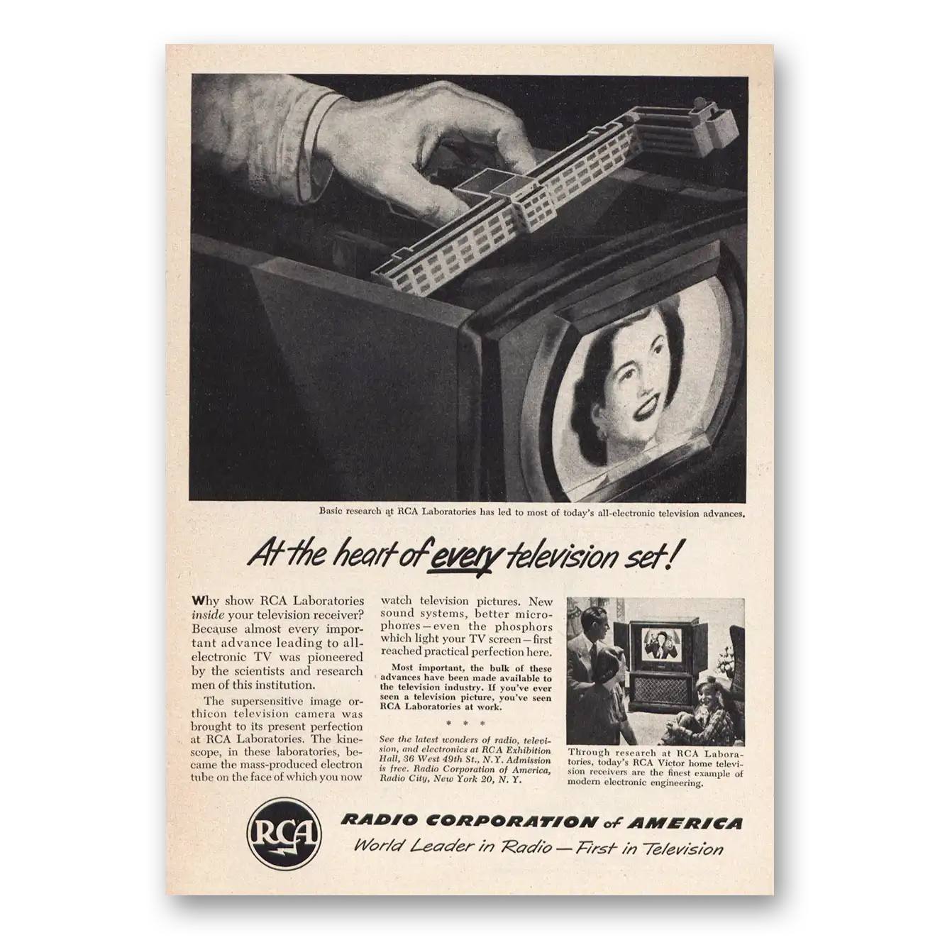 1951 RCA Television Heart of Every Television Set Vintage Magazine Print Ad