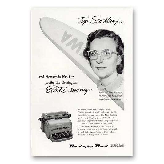 1951 Remington Typewriter Top Secretary Neta Gorham Vintage Magazine Print Ad