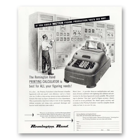 1951 Remington Rand Printing Calculator Best for All Your Figuring Needs Vintage Magazine Print Ad