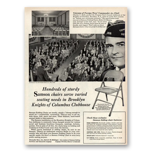 1951 Samson Chairs Brooklyn Knights of Columbus Clubhouse Vintage Magazine Print Ad