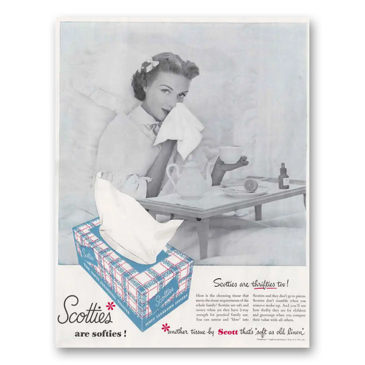 1951 Scot Tissue Scotties are Thrifties Vintage Magazine Print Ad