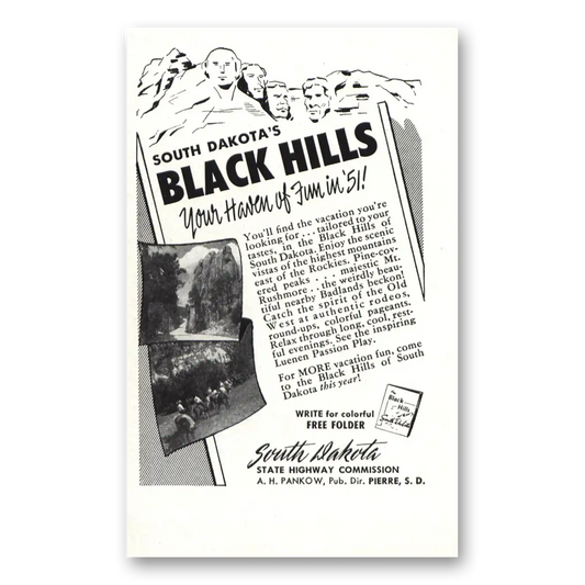 1951 South Dakota Black Hills Haven of Fun Vintage Magazine Print Ad