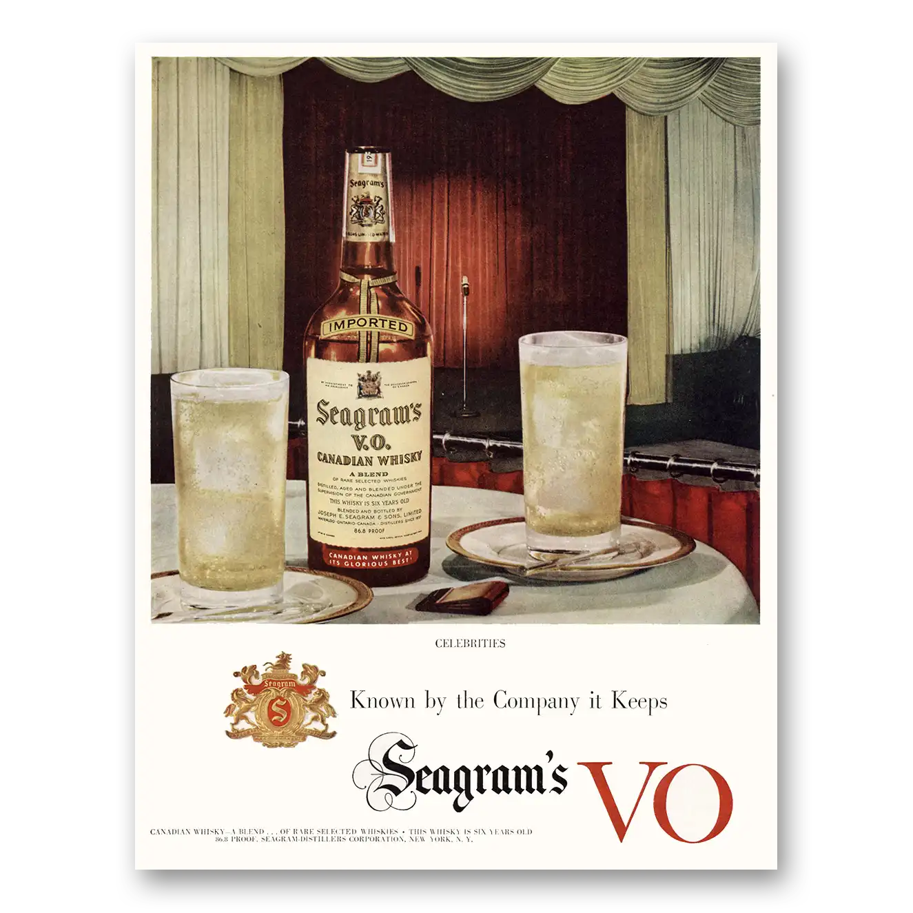 1951 Seagrams VO Whisky Known by the Company It Keeps Vintage Magazine Print Ad