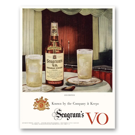 1951 Seagrams VO Whisky Known by the Company It Keeps Vintage Magazine Print Ad