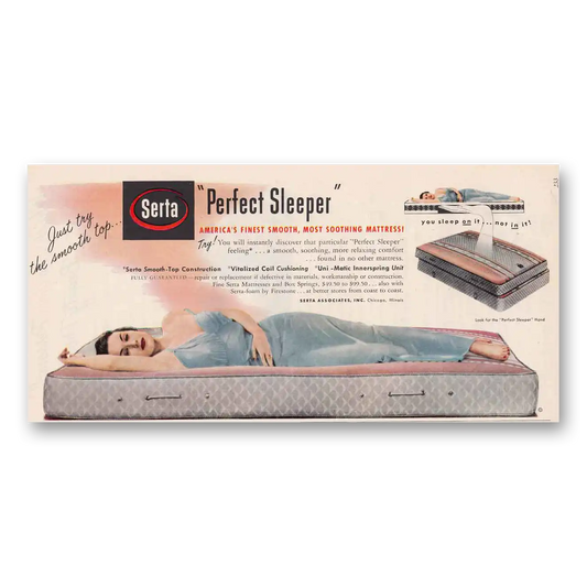 1951 Serta Mattress Perfect Sleeper Vintage Magazine Print Ad