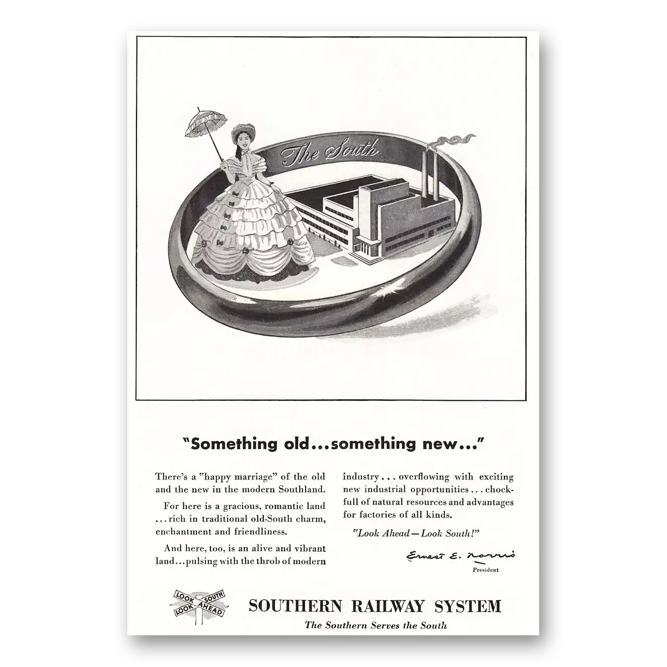 1951 Southern Railway Something Old Something New Vintage Magazine Print Ad