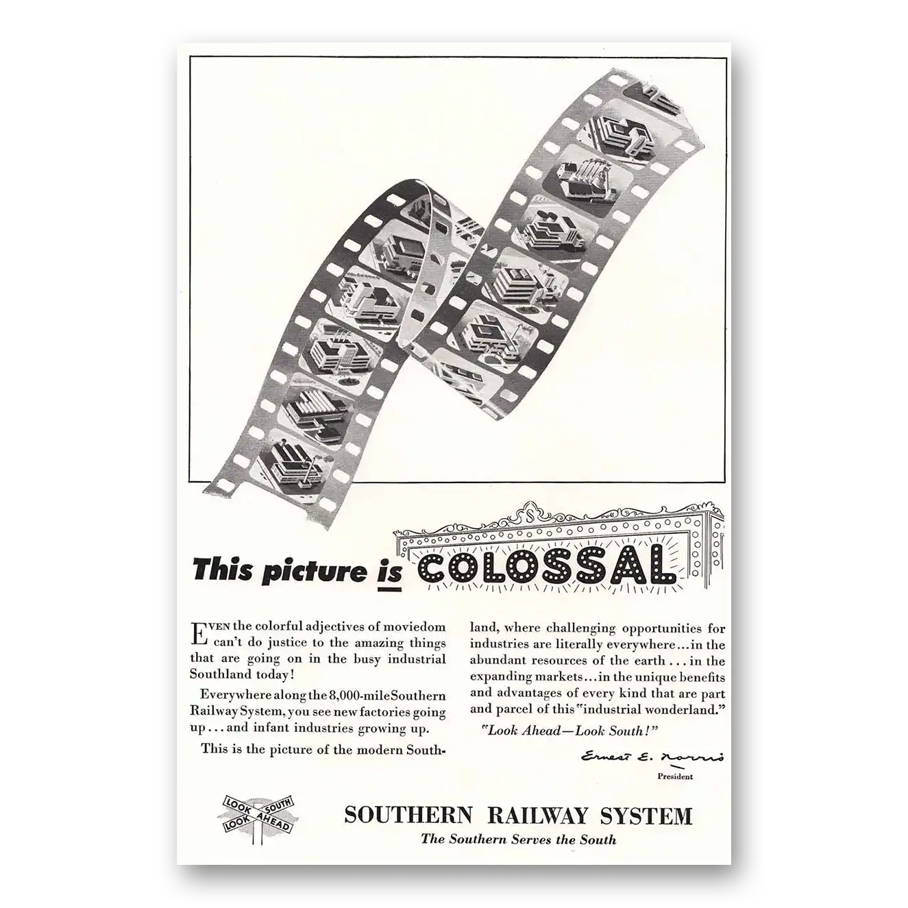 1951 Southern Railway This Picture Is Colossal Vintage Magazine Print Ad