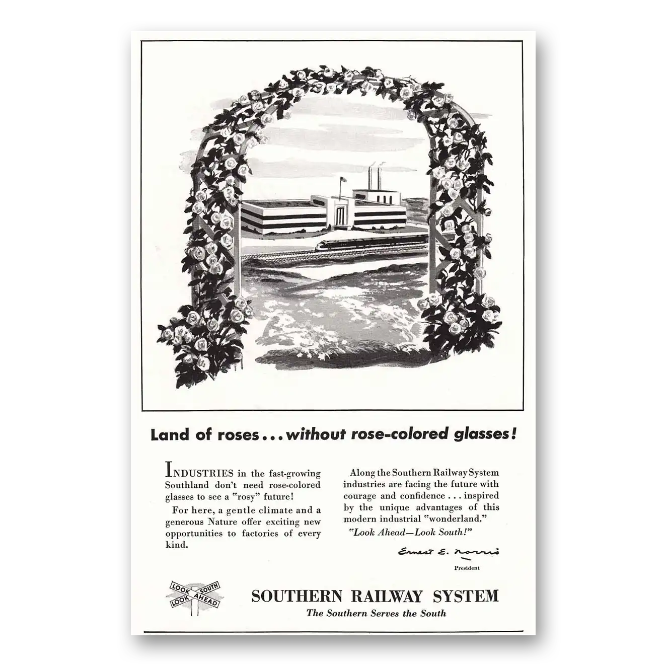 1951 Southern Railway Land of Roses Vintage Magazine Print Ad