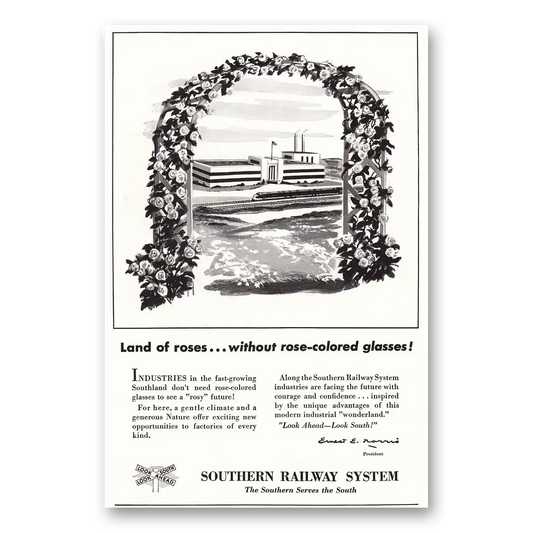 1951 Southern Railway Land of Roses Vintage Magazine Print Ad