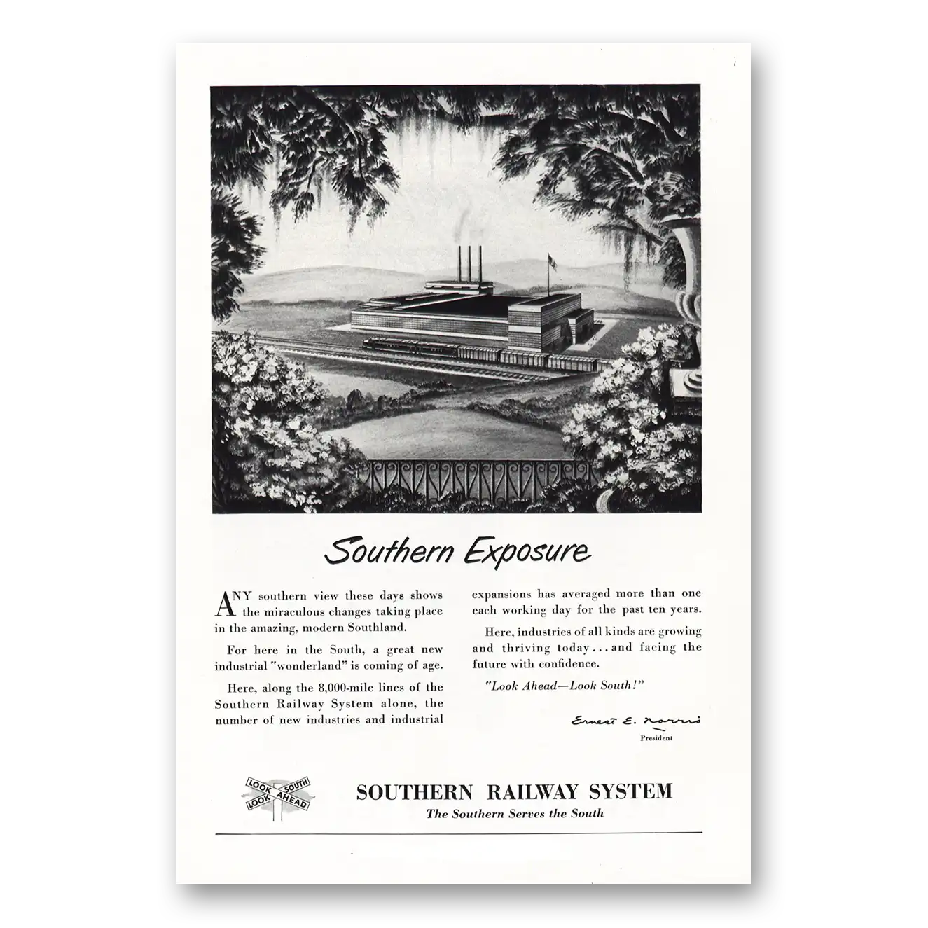 1951 Southern Railway Southern Exposure Vintage Magazine Print Ad