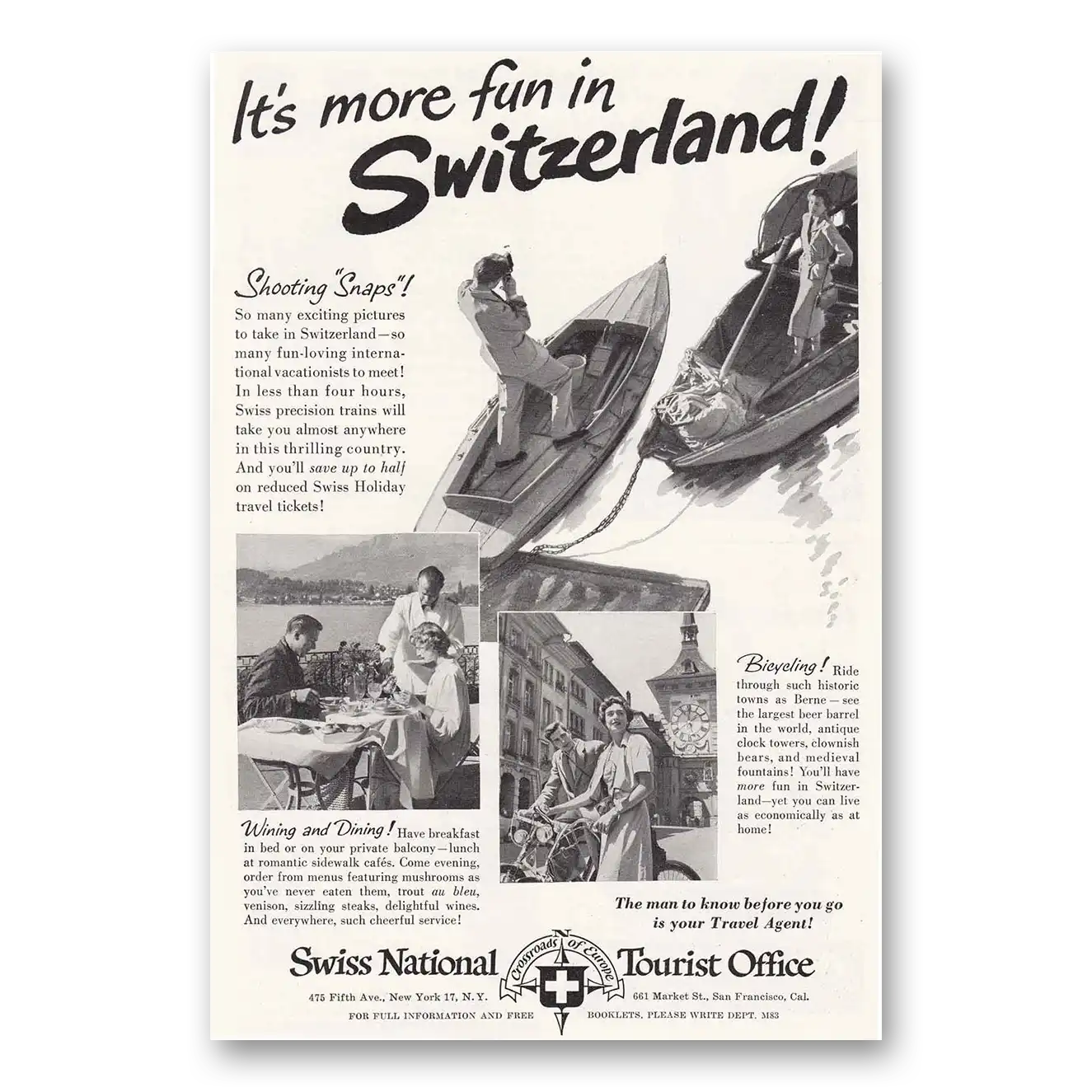 1951 Switzerland Start Your Vacation Shooting Snaps Vintage Magazine Print Ad