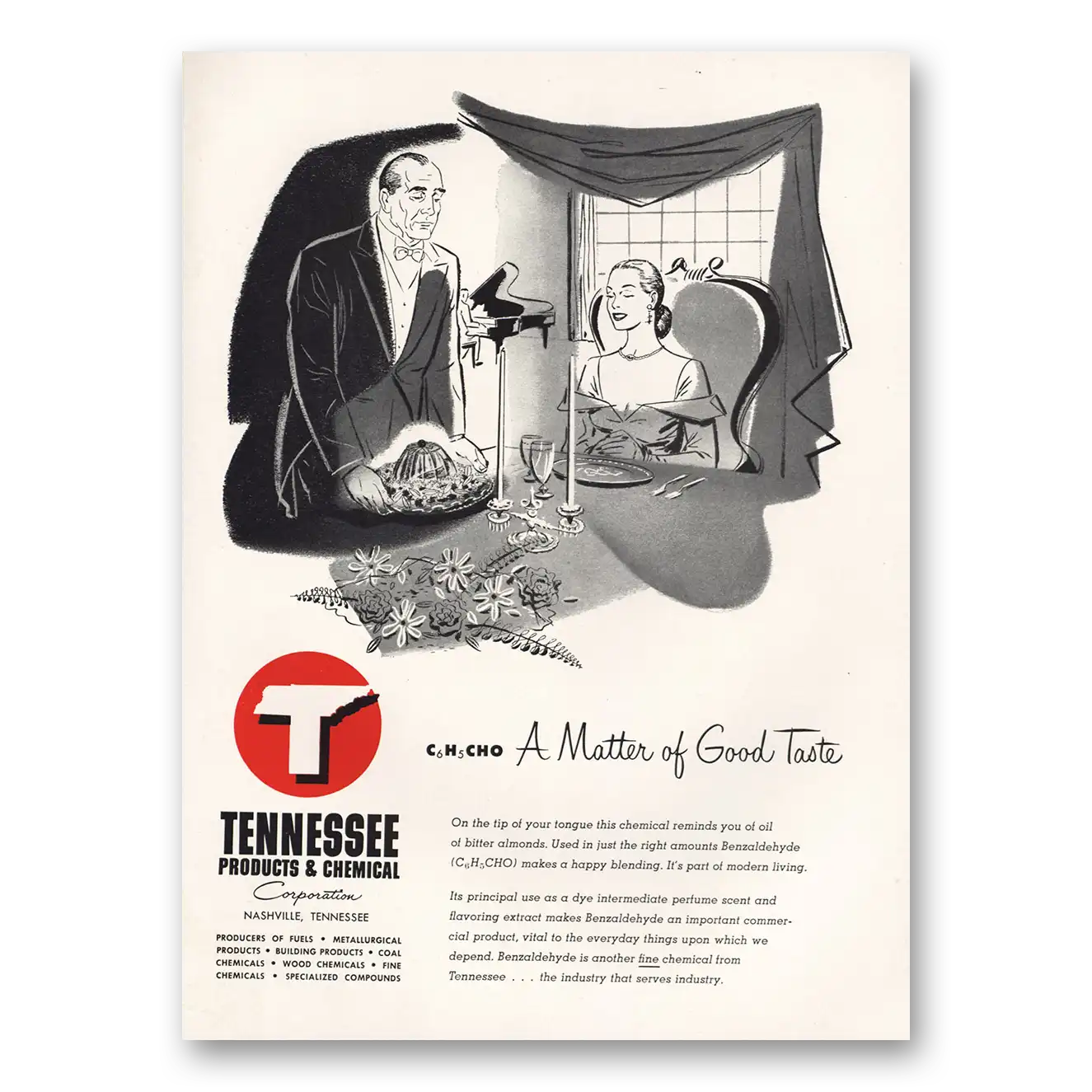 1951 Tennessee Products & Chemical Matter of Good Taste Vintage Magazine Print Ad