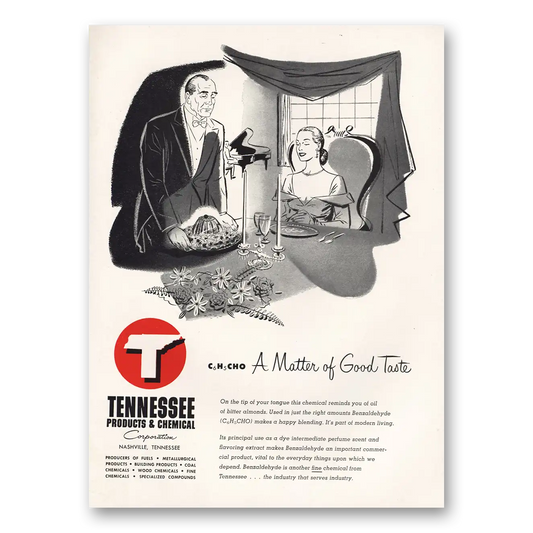 1951 Tennessee Products & Chemical Matter of Good Taste Vintage Magazine Print Ad