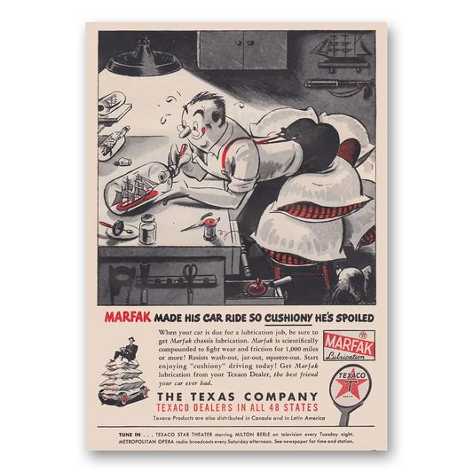 1951 Marfak Lubrication Made His Car Ride So Cushiony Vintage Magazine Print Ad