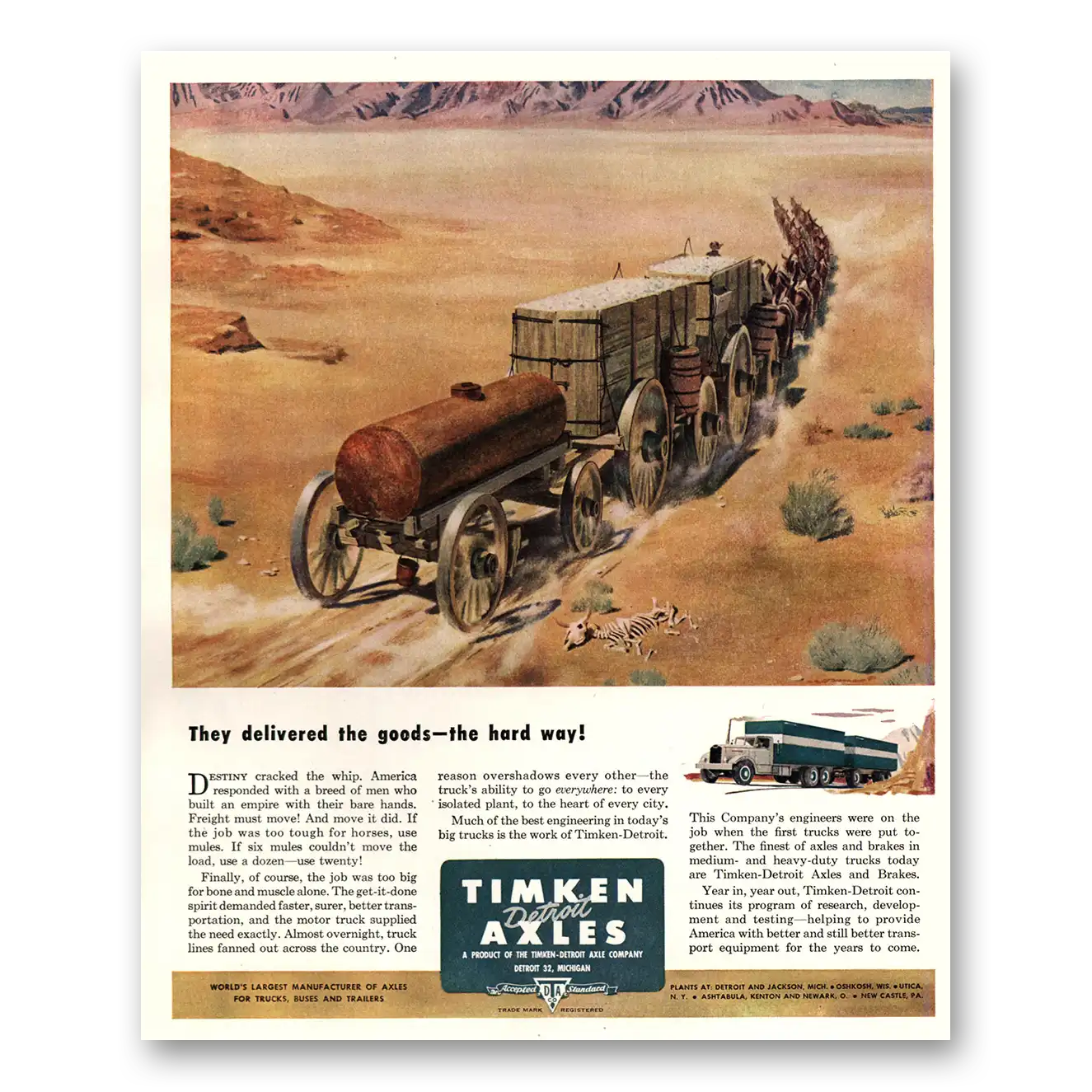 1951 Timken Roller Bearings Detroit Axles They Delivered the Goods Vintage Magazine Print Ad