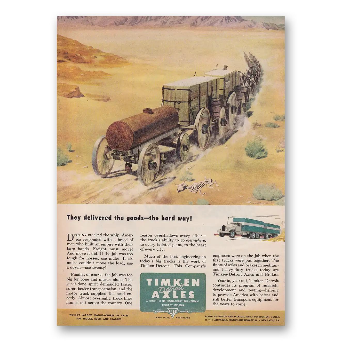 1951 Timken Detroit Axles Delivered the Goods the Hard Way Vintage Magazine Print Ad