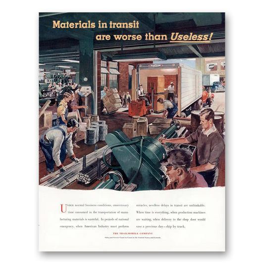 1951 Trailmobile Materials In Transit Vintage Magazine Print Ad