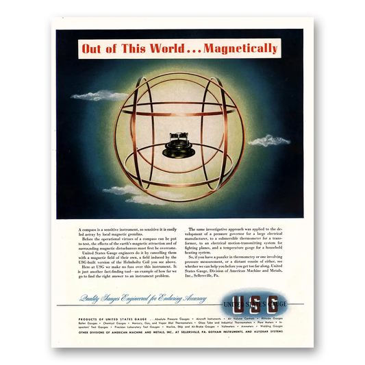 1951 United States Gauge Out of This World Magnetically Vintage Magazine Print Ad