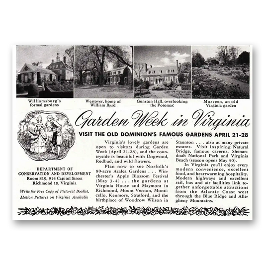 1951 Virginia Garden Week In Virginia Vintage Magazine Print Ad