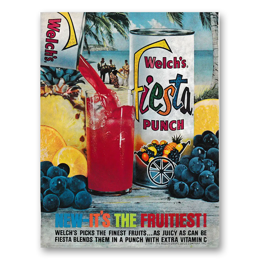 1961 Welch's Fiesta Punch Fruitiest Vintage Magazine Print Ad