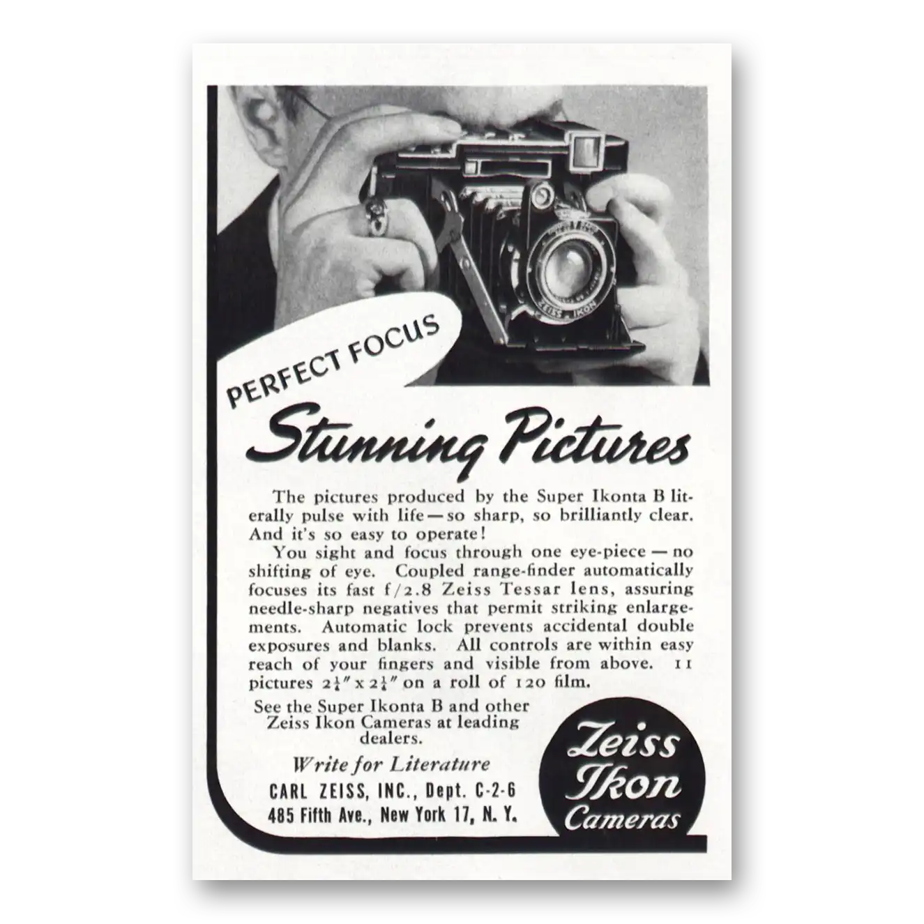 1951 Zeiss Ikon Camera Stunning Pictures Vintage Magazine Print Ad