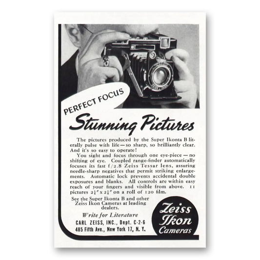 1951 Zeiss Ikon Camera Stunning Pictures Vintage Magazine Print Ad