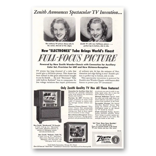 1951 Zenith Television Electronex Tube Vintage Magazine Print Ad