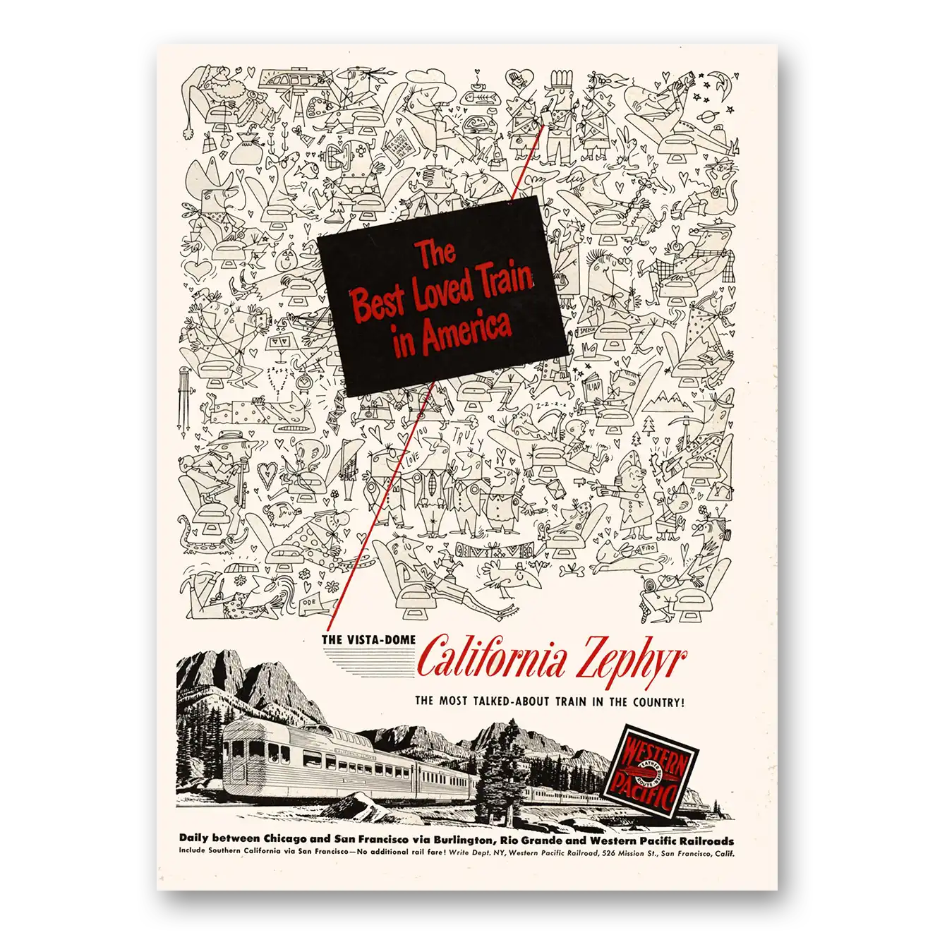 1951 California Zephyr Best Loved Train In America Vintage Magazine Print Ad