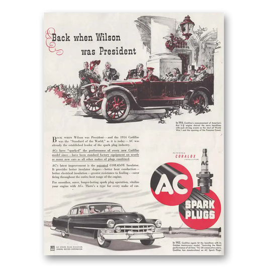 1952 AC Spark Plugs Back When Wilson Was President Vintage Magazine Print Ad