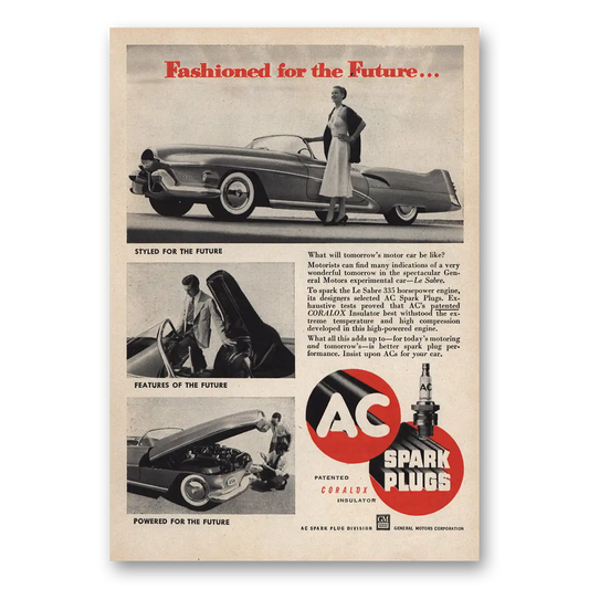 1952 AC Spark Plugs Fashioned for the Future Vintage Magazine Print Ad