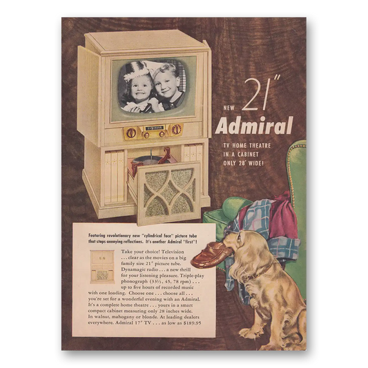 1952 Admiral Television Dog Cylindrical Face Picture Vintage Magazine Print Ad