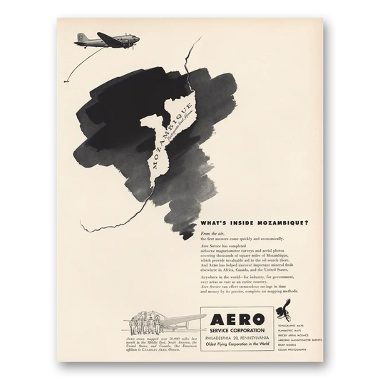 1952 Aero Service Inside Mozambique Vintage Magazine Print Ad