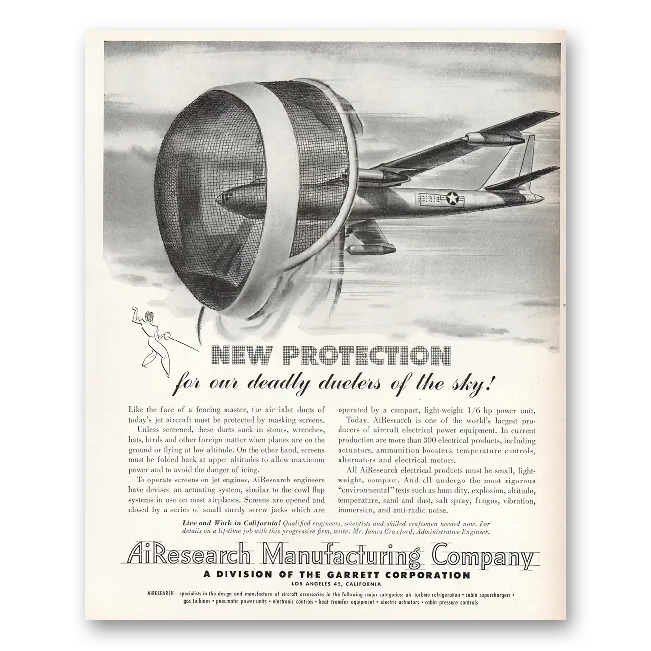 1952 Garrett AiResearch Deadly Duelers of the Sky Vintage Magazine Print Ad