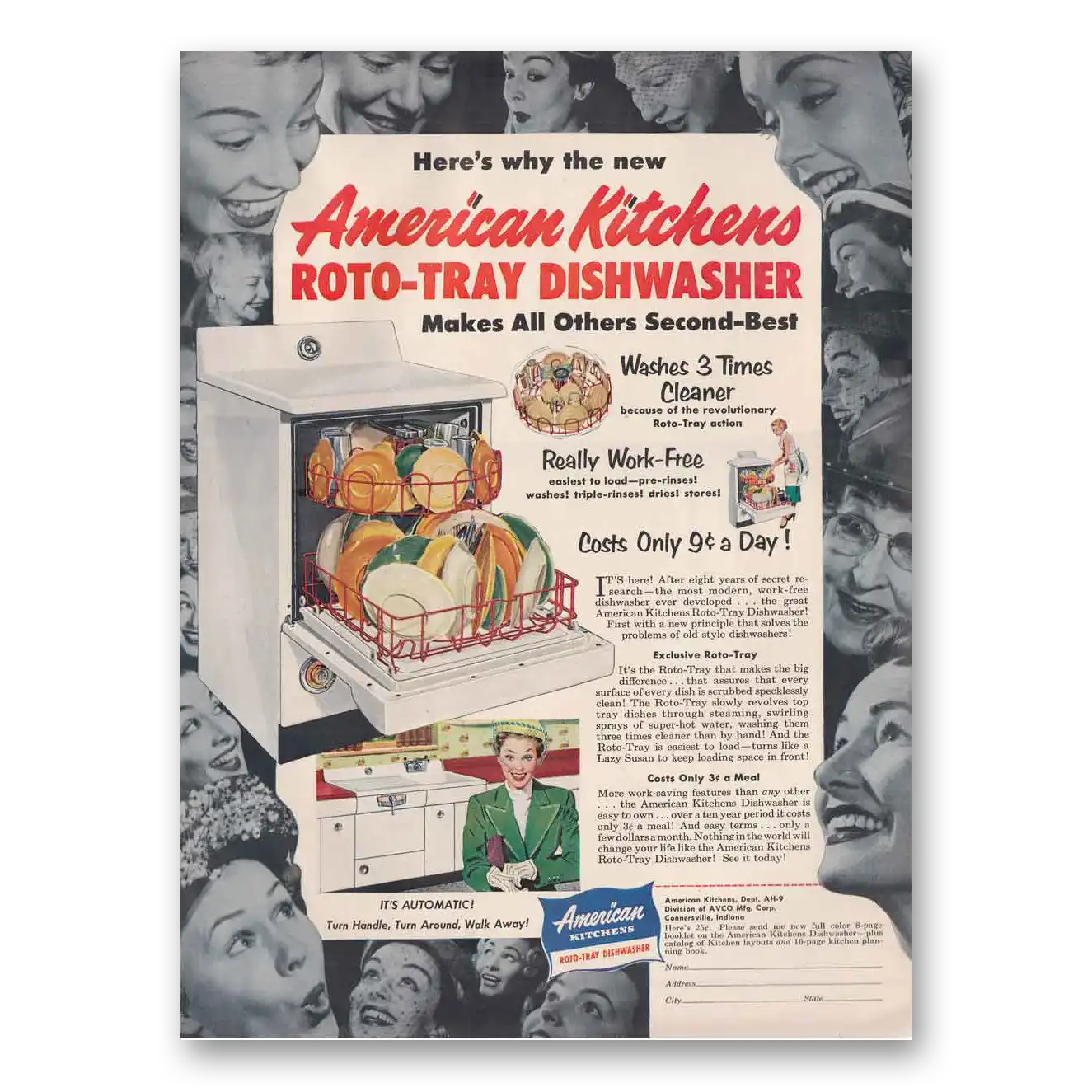 1952 Roto Tray Dishwasher Makes All Others Second Best Vintage Magazine Print Ad