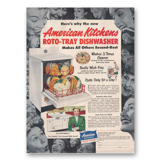 1952 Roto Tray Dishwasher Makes All Others Second Best Vintage Magazine Print Ad