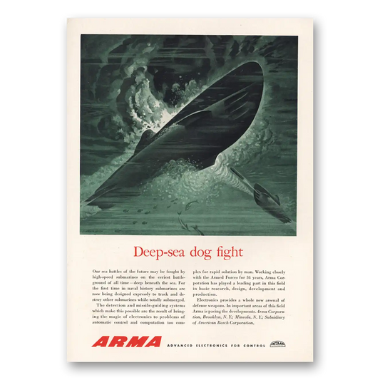 1952 Arma Deep Sea Dog Fight Vintage Magazine Print Ad