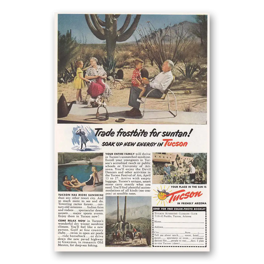 1952 Tucson Arizona Trade Frostbite for Suntan Vintage Magazine Print Ad