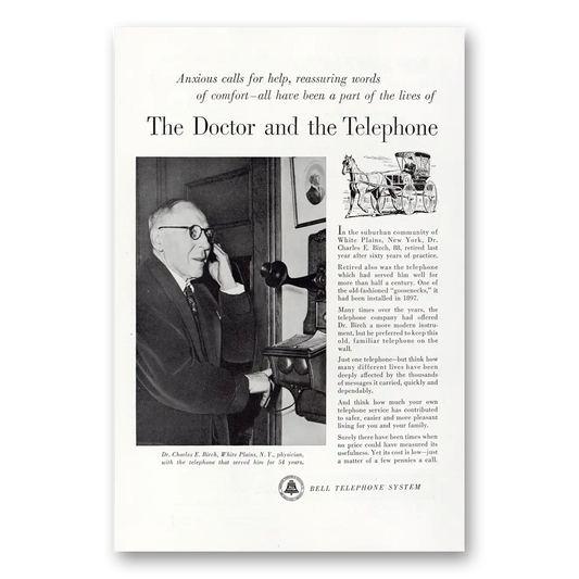 1952 Bell Telephone Doctor and the Telephone Vintage Magazine Print Ad